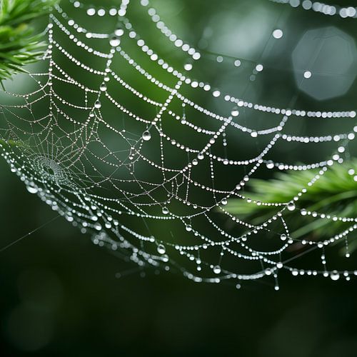 Spinnenweb in een mistig bos