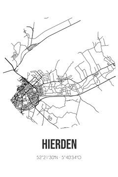 Hierden (Gelderland) | Landkaart | Zwart-wit van MijnStadsPoster