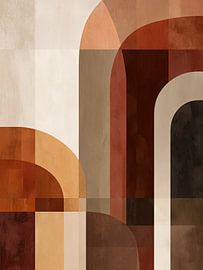 Abstrakte Bögen in Erdtönen – geometrische Wanddekoration von Danny van Eldik