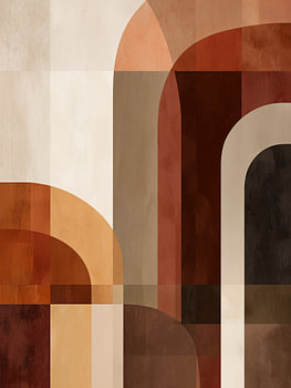 Abstracte bogen in aardtinten – geometrische wanddecoratie