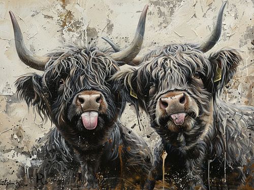 Œuvres d'art coquines de bovins des hautes terres - Fred &amp ; Otto