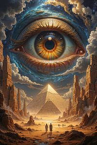 Fantasy Pharaoh Wall Art: ORAMUN - The All-Seeing Eye above the Pyramids of the Pharaoh
