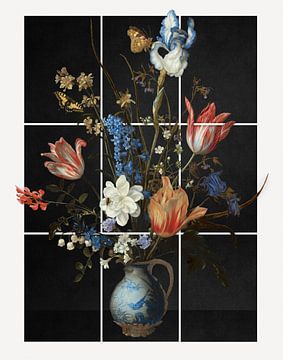 Flowers in a Wan-Li Vase - a Framed Edition van Marja van den Hurk