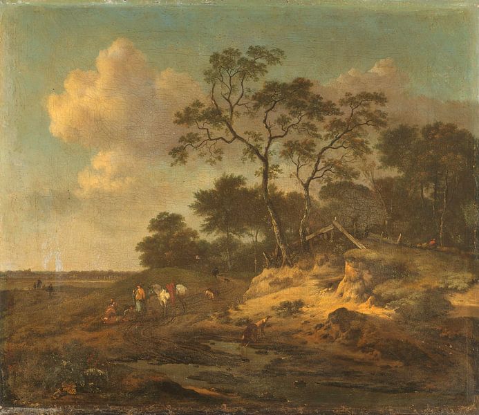 Paysage de dunes avec des chasseurs au repos, Jan Wijnants par Des maîtres magistraux