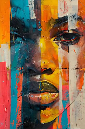 Abstract portrait with lines and face