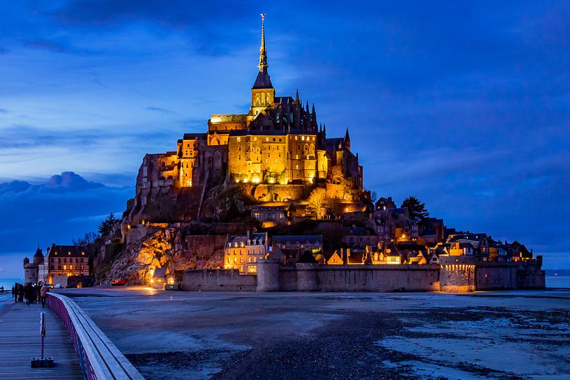 mont saint-michel during the blue hour by John Ouds