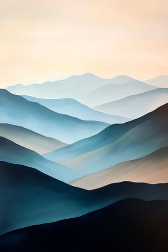 Gentle hills in the morning mist
