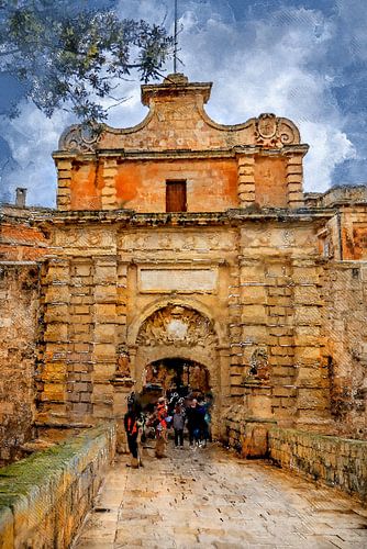 Malta Mdina stad aquarel schilderij #malta