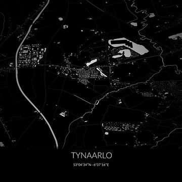 Zwart-witte landkaart van Tynaarlo, Drenthe. van Rezona