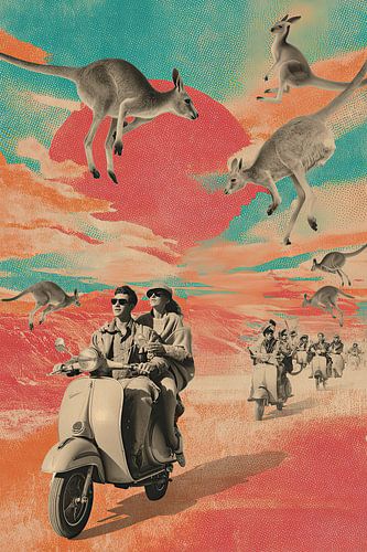 Kangoeroe Chaos – Retro Travel Poster Humor