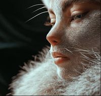 Cat Woman - human animal merge, sublime cat diva white fur
