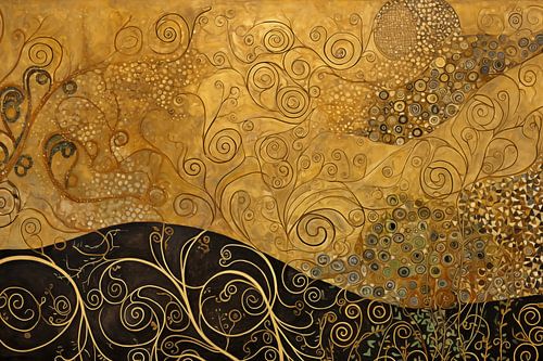 Golden Wavy Patterns on Black and Brown