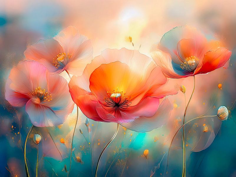 Extraordinaires coquelicots soyeux sur le bord de la route. par Studio Pieternel