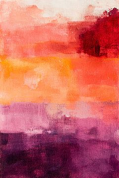 Kleurrijke abstracte zonsondergang schildering van Art & Soul Creations