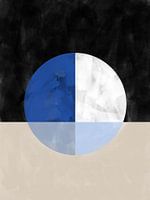 Doorsneden cirkel met blauwe en witte kwadranten