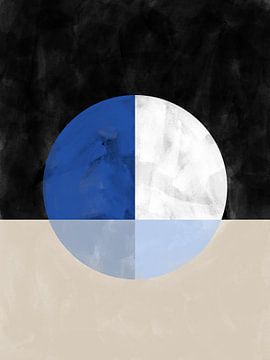 Isected Circle with Blue and White Quadrants by Elena Ristova