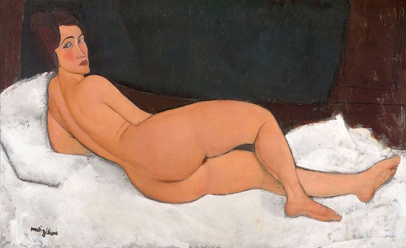 Amedeo Modigliani's  Lying nude  Nu allongé (sur le côté gauche) (1917) famous painting. by Dina Dankers