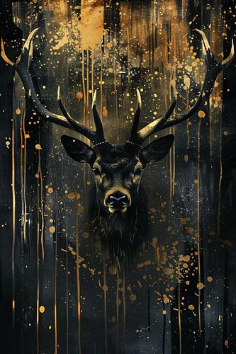 Mysterieuze hert met gouden accenten