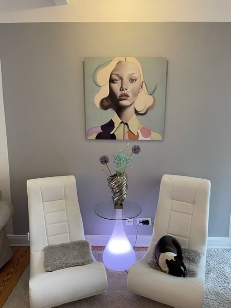 Modern abstract portrait in pastel colours