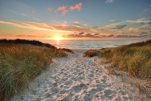 Texel zonsondergang bij paal 22 van John Leeninga
