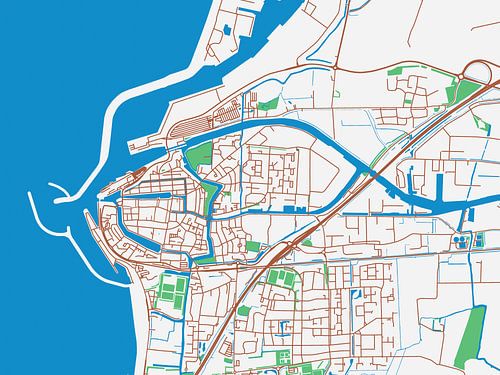 Kaart van Harlingen in de stijl Urban Ivory