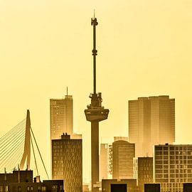 Nederland, Rotterdam, Skyline met Euromast en Erasmus brug.