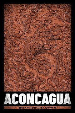 Aconcagua | Topographie de la carte (Grunge)
