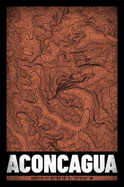 Aconcagua | Topographie de la carte (Grunge) par ViaMapia