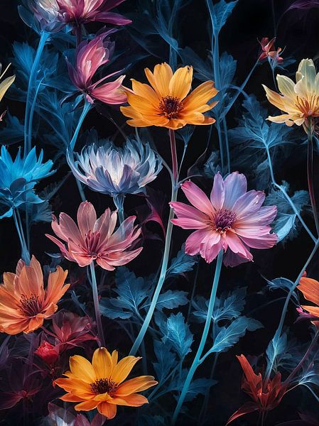 Blumen in fluoreszierender Verzauberung von Retrotimes
