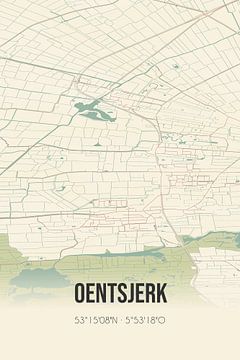 Vintage landkaart van Oentsjerk (Fryslan) van Rezona