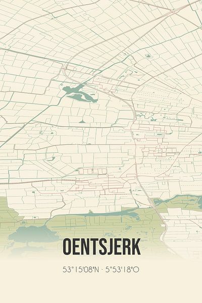Vintage map of Oentsjerk (Fryslan) by Prints of Place