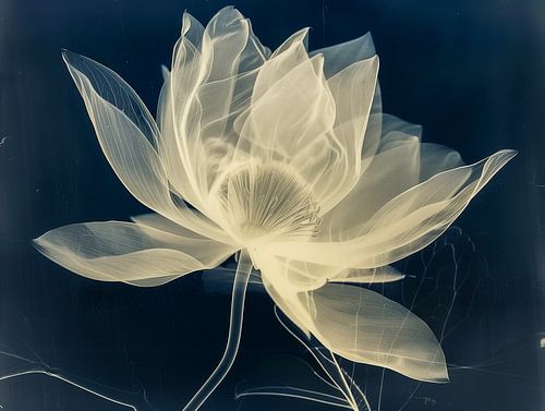 Artistic Black and White Photogram of a Flower - Vintage Style in the Tradition of Man Ray