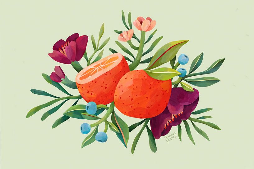 Oranges by Flaming Garden by The Artcircle