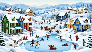 Joyful Winter Wonderland Village Celebration by Clay Artista