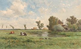 Meadow with cows, Willem Roelofs (I)