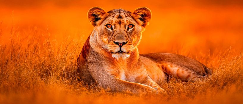 Proud lioness in the golden light by Poster Art Shop