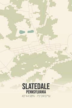 Vintage landkaart van Slatedale (Pennsylvania), USA. van MijnStadsPoster
