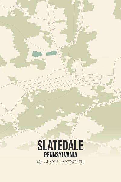 Carte ancienne de Slatedale (Pennsylvanie), USA. par Affiches de lieux