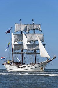 Drieemaster bark Artemis klassiek zeilt op de Waddenzee van Sjoerd van der Wal Fotografie