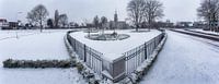 Panorama van de Mormonenkerk (Den Haag tempel) in de sneeuw in Zoetermeer van Roy Poots thumbnail