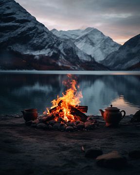 Campfire romance by the lake by fernlichtsicht