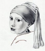 Meisje met de parel in zwart-wit