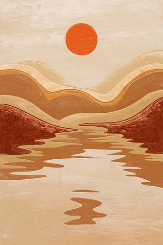 Abstract landschap met warme tinten