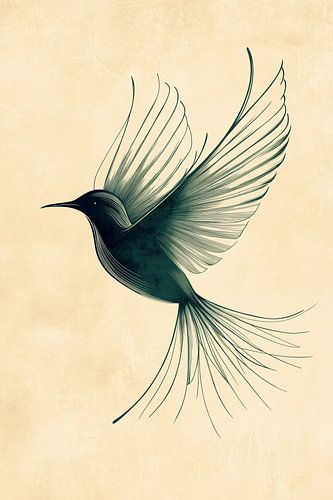 Élégance flottante Oiseau colibri abstrait sur Eva Lee