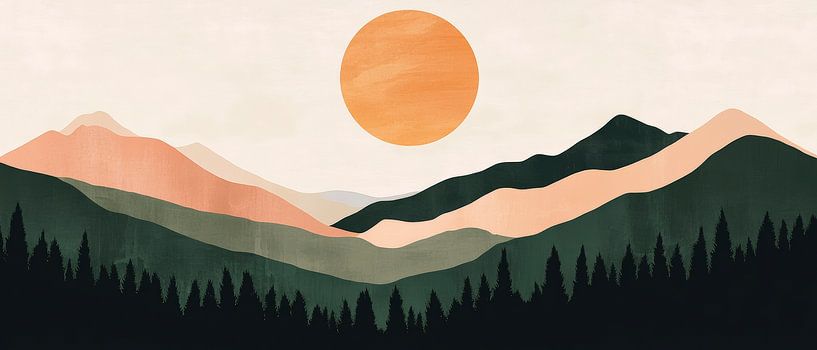 Sunset over rolling hills by Poster Art Shop