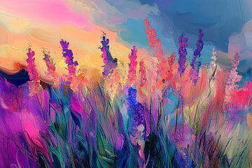 Abstract Lupine veld van Bianca ter Riet