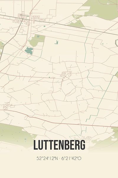Alte Landkarte von Luttenberg (Overijssel) von Ortsdrucke