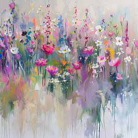 Garden Painting with Cheerful Flowers by Flower Studio