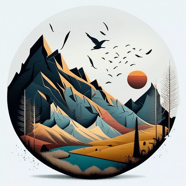 Berg-Sonnenuntergang von Vythryd Arts