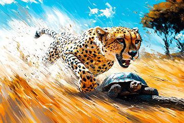 Cheeta jaagt op schildpad van Imperial Art House